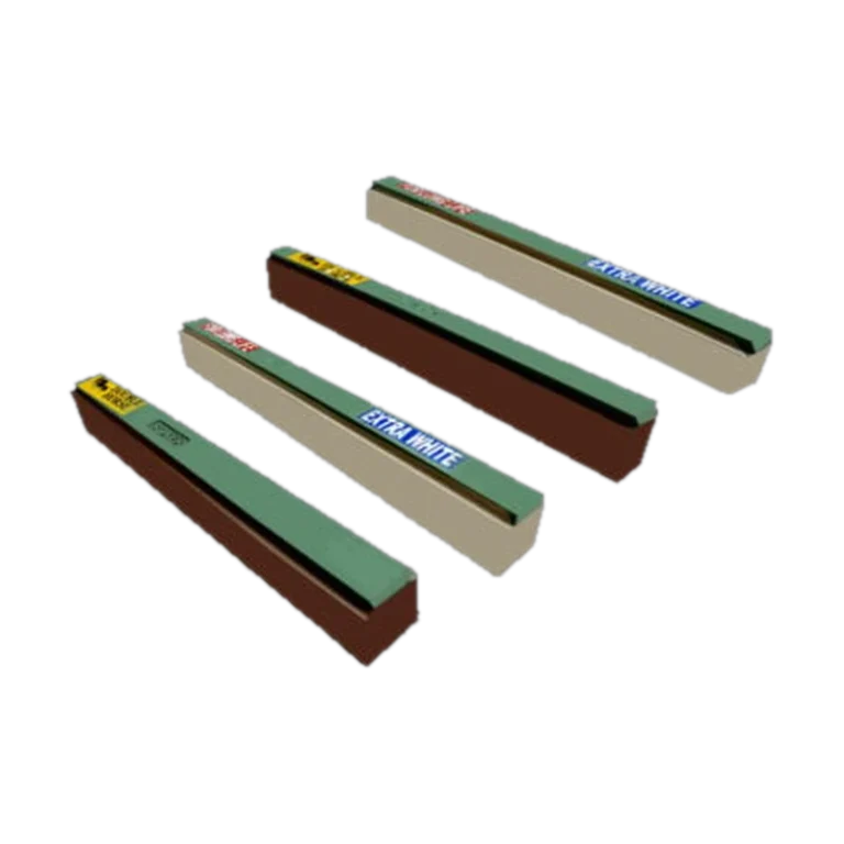 Four rice rubber polisher brake sticks with green and cream faces for rice polishing machines