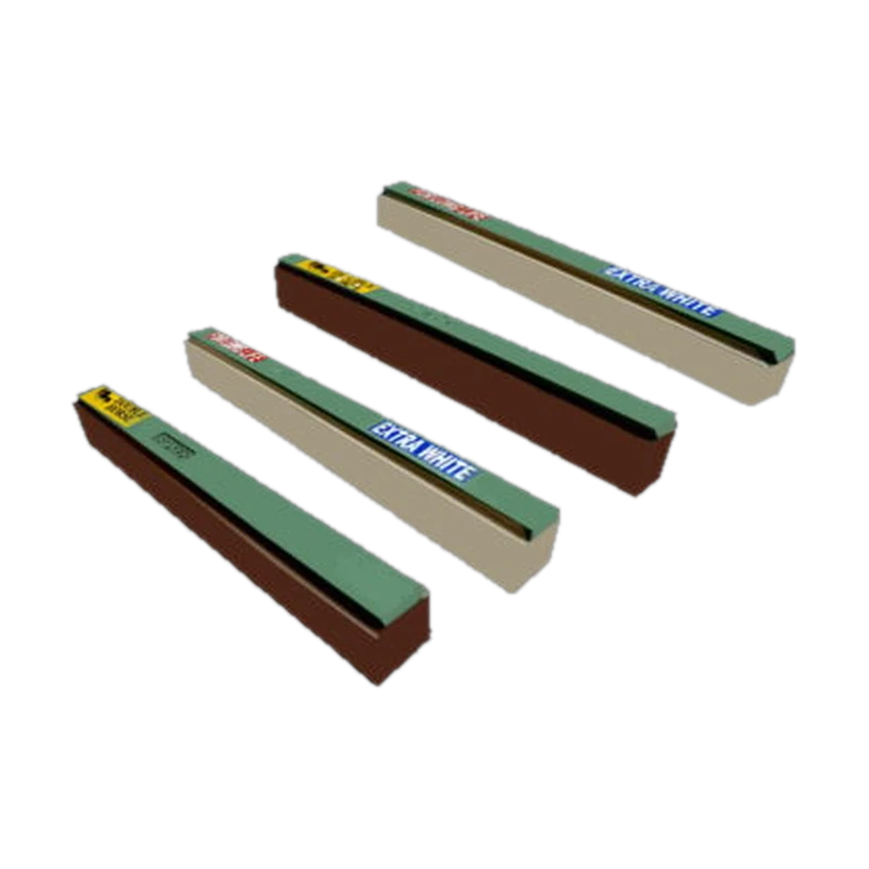 Four rice rubber polisher brake sticks with green and cream faces for rice polishing machines