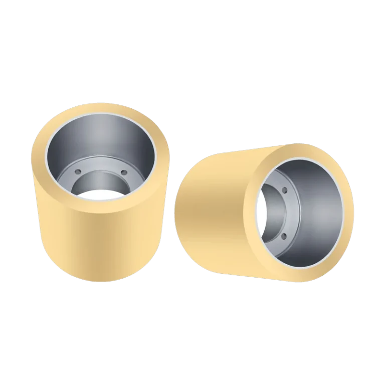 Pair of cream rice rubber rollers with steel bore, Gold Mohur Overseas rice rubber roller