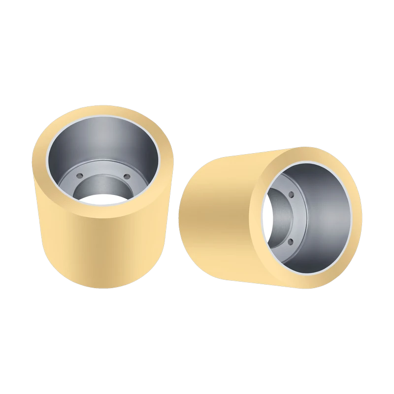 Pair of cream rice rubber rollers with steel bore, Gold Mohur Overseas rice rubber roller